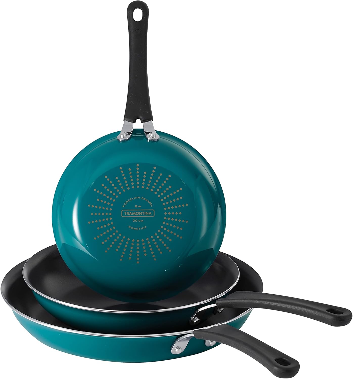 Tramontina Porcelain Enamel Non-Stick Frying Pan Set, Teal