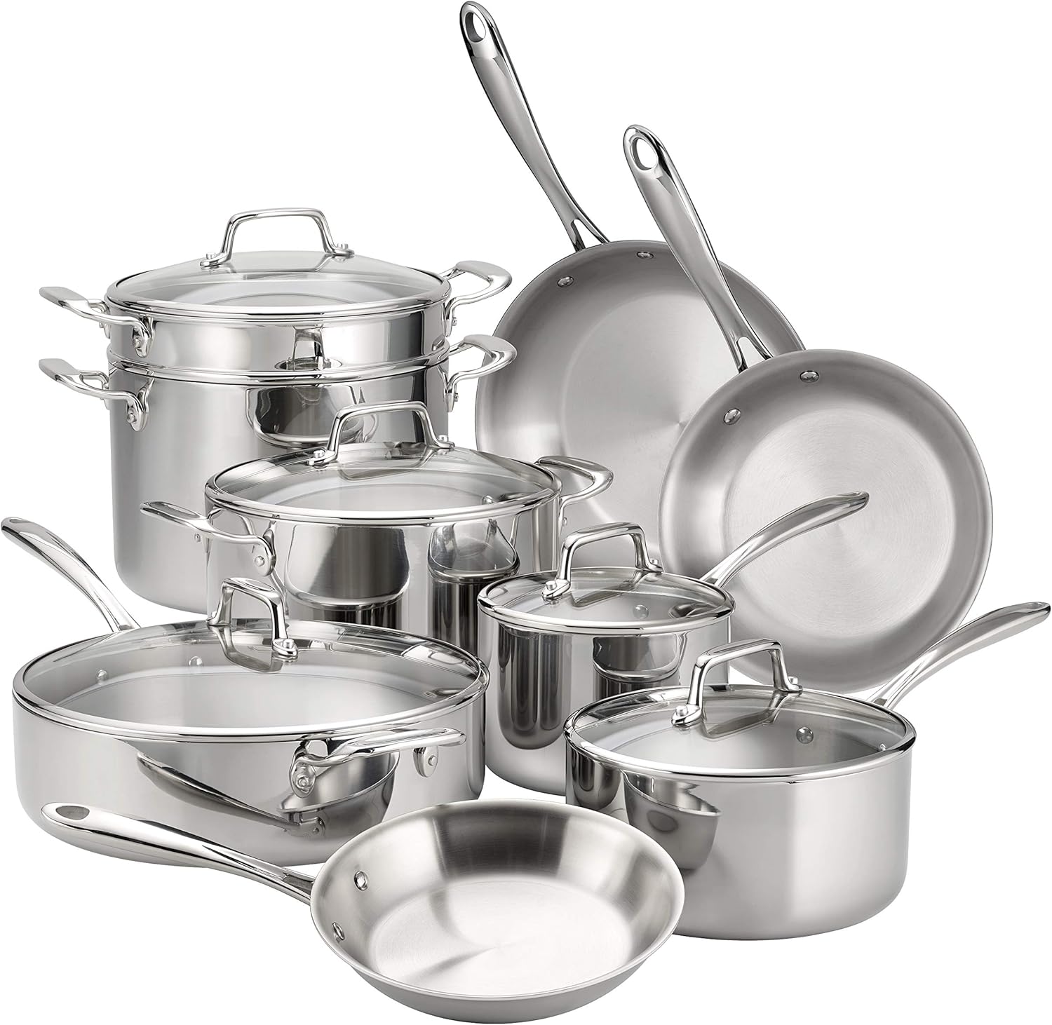 Tramontina Tri-Ply Clad 14-Piece Stainless Steel Cookware